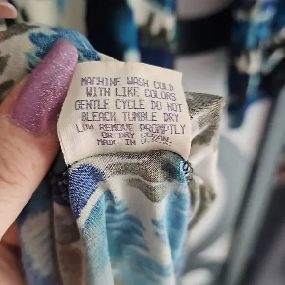 Lily A-line, longsleeve, multicolored dress. Size Large - Picture 7 of 8